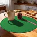 Round Placemats Set of 8 - Machine Washable Linen-Like Cloth Place Mats & Heat-Resistant for Dining Table - Ideal for Family Meals, Daily Use, and Holiday Gatherings (Forest Green)