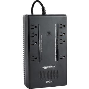 Amazon Basics UPS Battery Backup & Surge Protector, 600VA/360W, 8 Outlets, Standby Uninterruptible Power Supply, Power Outage Protection, Compact Design, Black