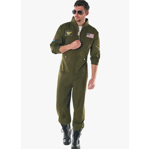 Fun Shack Flight Suit Costume for Men, Air Force Jumpsuit, Mens Fighter Pilot Outfit, Aviation Costume for Adults, XL