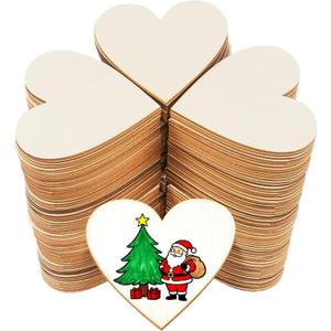 HAKZEON 3 Inches 100 PCS Wood Hearts Cutouts, Unfinished Wood Heart Slices, Blank Wooden Heart for DIY Crafts Projects, Decoration, Wedding