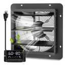 14" Wall Mounted Shutter Exhaust Fan with Thermostat - Temperature Humidity Controller, EC Motor, Aluminum Auto Shutter Ventilation Fan, Attic Vent Fan, Coops, Greenhouse, Barn, Shed Ventilator