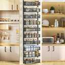DAOTENGQL 10-tier Over The Door Pantry Organizer with Mesh Baskets, Adjustable & Stable Hanging Spice Rack for Kitchen, Bathroom, Bedroom, and Baby Essentials Storage (16" W 10-Tiers, Black)