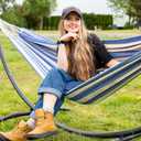SUNCREAT Large Hammocks for Outside, Long Replacement Hammock Two Person for Stand, Blue White Stripes