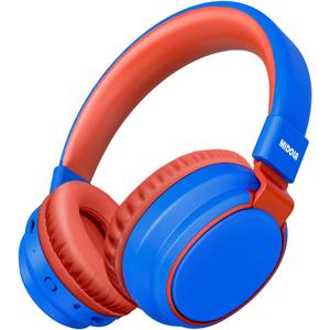 MIDOLA Kids Headphones Bluetooth 5.3 Wireless 60H Play Time Volume Limited 85/110dB Over Ear Foldable Protection Headset/Wired Aux Built-in Mic for Boy Girl Travel School Pad Tablet Blue