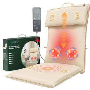 Joyset Shiatsu Neck and Back Massager for Chair,Rolling Up and Down Back Massager with Heat,4D Kneading for Pain Relief Deep Tissue,Portable Spot Massage Chair Pad for Dad,Mom,FriendKhaki