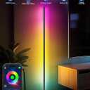 Tyute RGB Corner Floor Lamp, LED Standing Lamp with Luminous Base, Music Sync and 16 Million Colors, App & Remote Control, Color Changing Mood Light for Bedroom, Living Room, Gaming Room