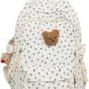 Women Nylon Backpack Floral Print Outdoor Camping Picnic Backpack (Blue)