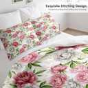 Pamnest Comforter Set Twin Size, Floral Botanical Flower Soft 2 Pcs Bedding for Kids and Adults, Peony Vintage Red Rose Comforter Set with Pillowcase, for Bedroom Bed Decor