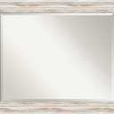 Amanti Art White Bathroom Mirror for Over Sink, 27x33 Alexandria White Wash Rectangle Vanity Mirror, Large Coastal Wood Frame, Hangs Horizonally and Vertically, Bathroom Wall Decor, Beveled Edge (Alexandria Rustic Brown)