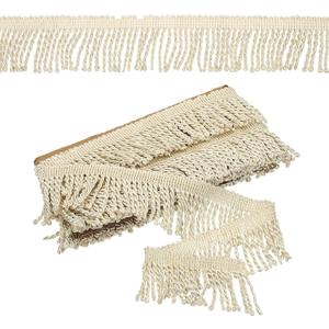 PATIKIL Beige Fringe Trim, 5 Yards x 65mm Fringe Trim Curtain Tassel Fabric Sewing for Curtain Sofa Clothes DIY Decoration