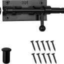 Barrel Bolt Latch, Slide Bolt Gate Latch, 6.3 Inch Black Slide Lock with Padlock Hole, Solid 304 Stainless Steel Heavy Duty Hardware for Wooden Fence Gates Interior Door Barn Door Window