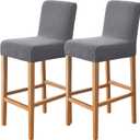 FUANGUI Bar Stool Covers Set of 2, Stretch Removable Bar Stool Seat Covers with Backs Slipcovers, Bar Chair Covers Square for Kitchen Dining Room Cafe