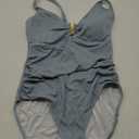 Eomenie 2XL One Piece Swimsuit for Women Tummy Control Ruched Bathing Suit V Wire Neck Slimming Swim Suits (Grey Blue Ribbed)
