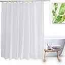 Short Shower Curtain Liner 60 Inch Long, Water Resistant Fabric Bathroom Curtain Liners, Solid White, Hotel Quality, Machine Washable, 72 X 60 Inch