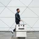 Reusable Grocery Bag with Wheels, Foldable Shopping Rolling Tote Bag, Shopping Trolley Cart with Zippered Top, Heavy Duty Handles, Lightweight, Carries Up to 46 LBS, Medium, Beige