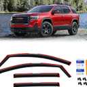 in-Channel Rain Guards for GMC Acadia 2017-2023, Window Visor Shields Vent Deflector Shade Wind Dark Smoke 2018 2019 2020 2021 2022 17 18 19 20 21 22 23, Tape-On Inside-Mount, 4PCS