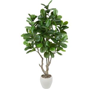 7.6 Feet Fiddle Leaf Fig Artificial Tree with Lush Leafy Foliage in Large Decorative Planter Faux Fake Plants for Home Office Decor Suitable for Indoor Outdoor Use