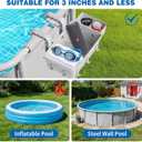 2 Pack Poolside Storage Basket for Above Ground Pool, Hanging Pool Storage Organizer with Cup Holder & Hooks, Pool Accessories Organizer for Towels, Goggles, Toys (Grey)