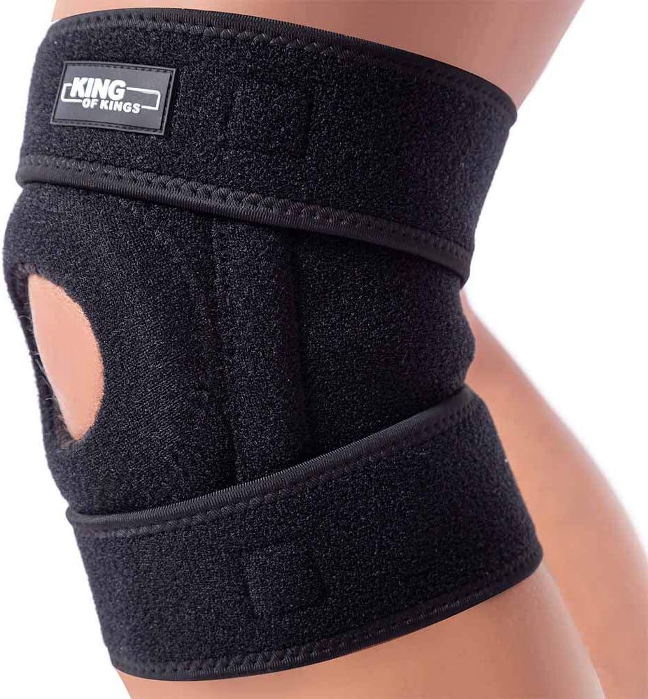Patella Knee Brace for Arthritis Pain and Support with Side Stabilizers for Meniscus Tear, Women, Men, Acl, Running, Mcl, Tendonitis, Athletic, Lcl - Adjustable Neoprene Open Knee Sleeve -Black