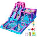 FBSPORT Inflatable Bounce House Bouncy House with Double Water Slide, Inflatable Bouncy Castle Water Bounce House with 750W Blower, Climbing Wall, Jumping, Splash Pool for Kids Indoor Outdoor