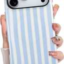 KANGHAR Compatible with iPhone 17 Pro Case 2025, Aesthetic Stripes Cute Pattern, Support for MagSafe Shockproof Cover for Girls Women -Blue
