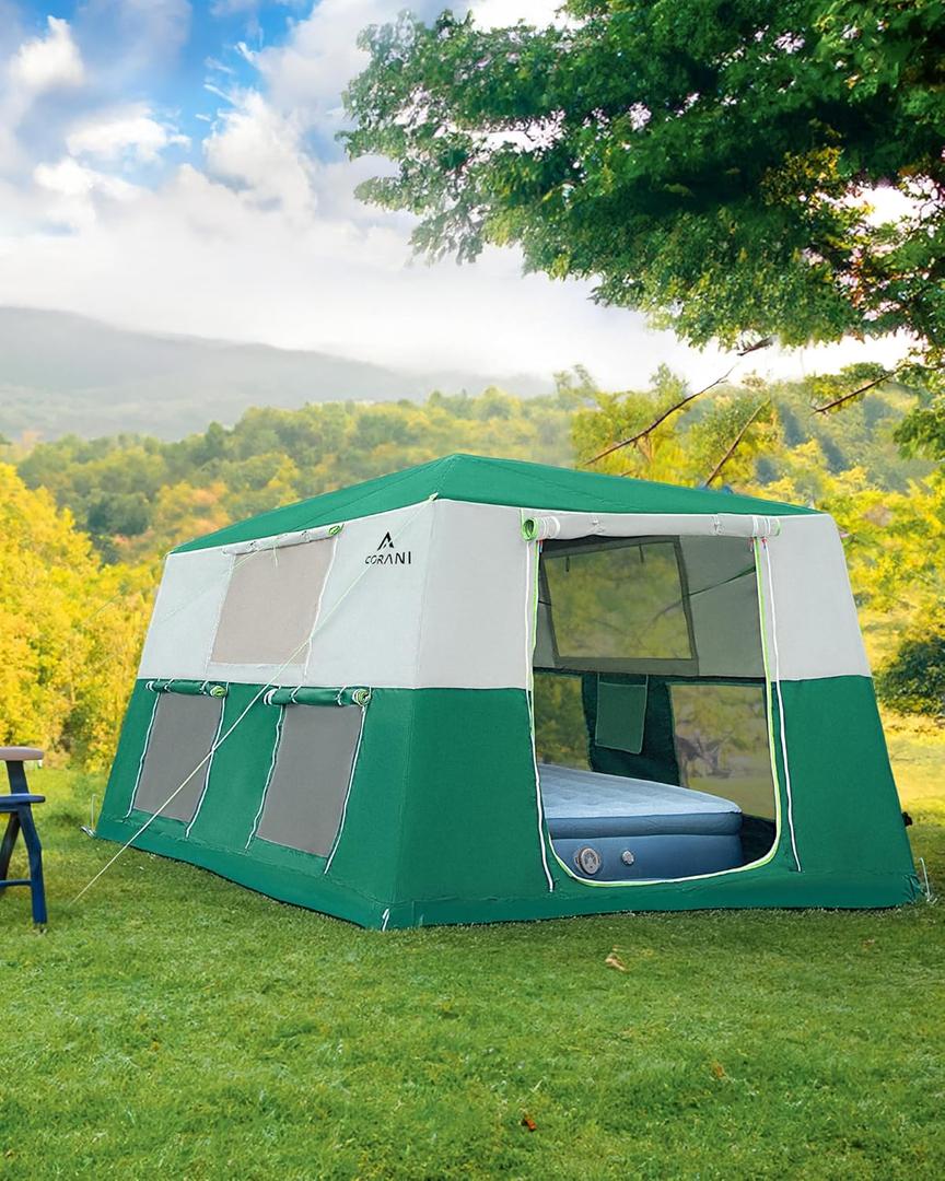 14.1'x6.5'x9' Inflatable Tents for Camping, Portable 6/8/10 Person Blow Up Air Tent, Waterproof Windproof Easy Setup Large Family Tent with 2 Doors, 6 Windows, Mosquito Screen (Nomad Green) 14.1'x6.5'x9' Inflatable Tents for Camping, Portable 6/8/10 Person Blow Up Air Tent, Waterproof Windproof Easy Setup Large Family Tent with 2 Doors, 6 Windows, Mosquito Screen (Nomad Green)