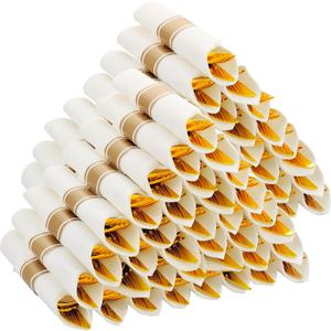 100 Pack Pre Rolled Gold Plastic Silverware Set with Napkins,Disposable Wrapped Heavy Duty Cutlery Set for Wedding Birthday Party-100 Forks,Knives,Spoons,Utensils Set,Plasticware Bulk
