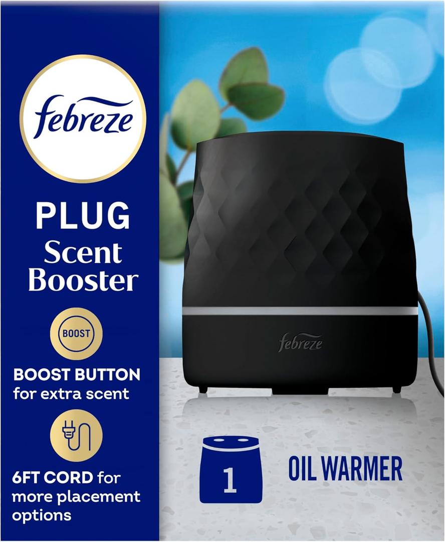 Febreze Plug Scent Booster in Black, Continuous Scent Device Oil Diffuser, Compatible with Febreze Air Freshener Plug in Refills - Refills not Included