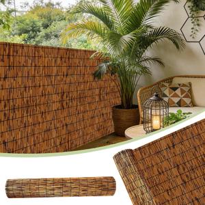 FENRUNXU Natural Bamboo Reed Fence, 4FT X 6.6FT Reed Fencing Bamboo Fencing 4FT High Outdoor Privacy Reed Screening for Garden,Balcony,Backyard,Patio(Brown)