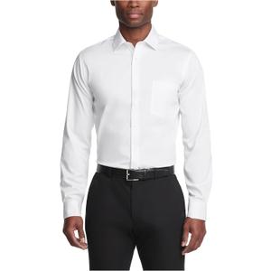 Van Heusen Mens Dress Shirt Regular Fit Ultra Wrinkle Free Flex Collar Stretch Solid (15"-15.5" Neck 34"-35" Sleeve, White)