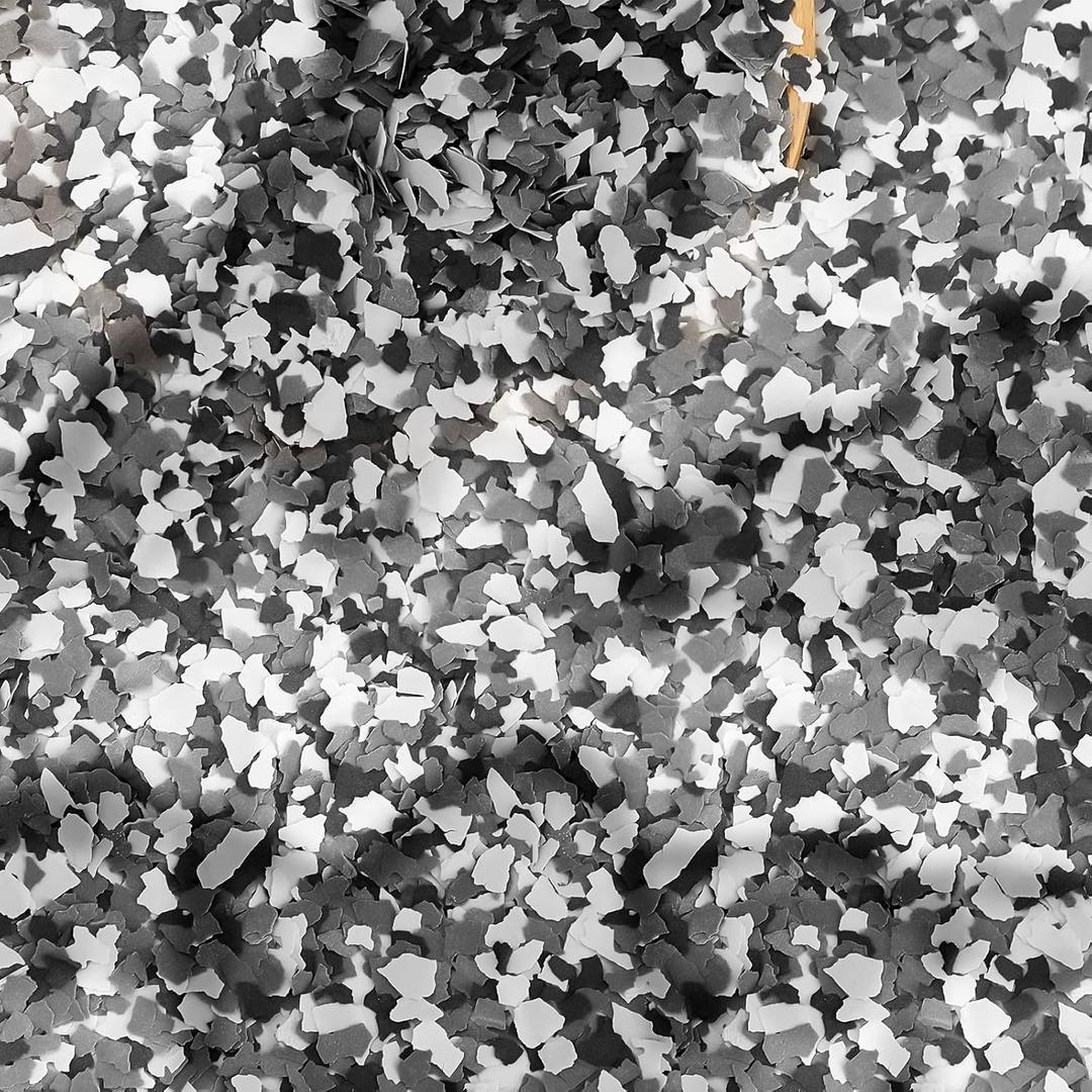 Fabbay 12.4 lb Epoxy Floor Flakes Paint Chips Garage Floor Decorative Color Chips Coating Concrete for Garage Wall Interior and Exterior House Paint (Black, White, Gray)