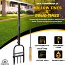Lawn Aerator Coring Tool, Manual Plug Core Aerators with Cleaning Stick, 2 Half-Open Hollow Slot Tines and 2 Spike Heavy Duty Grass Aeration Tool for Soils Yard Garden