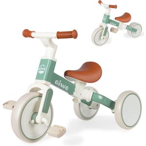 aiwo 4in1 Tricycle for Toddlers 1-3, Toddler Balance Bike for 1 to 4 Year Old Boys Girls First Gift, Ride-on Toys Toddler Bike Kids Tricycle (Mint Green)