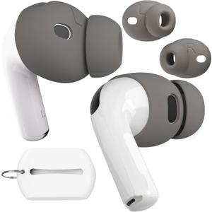 DamonLight 2 Pairs Ear Tips for AirPods Pro 3 Grip Silicone Earbuds Cover [Added Storage Pouch][US Patent Registered] Compatible with Apple AirPods Pro 3rd Generation 2025 (Gray)