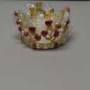 Uxcell Mini Crown Cake Toppers, Alloy Queen Princess Little Crown Tiara Cupcake Heart Shaped with Pearl & Rose for Birthday Cake Decor Wedding Party, Gold/Red/Red