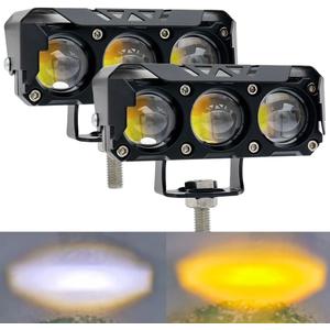 LED Yellow/White Dual Color Motorcycle Driving Fog Lights Bar 2Pcs approx 3.8Inch Offroad Driving Lights Pod Lights Work Auxiliary Lights fit for Motorcycle Truck Vehicle ATV SUV UTV 4WD Boat Tractor