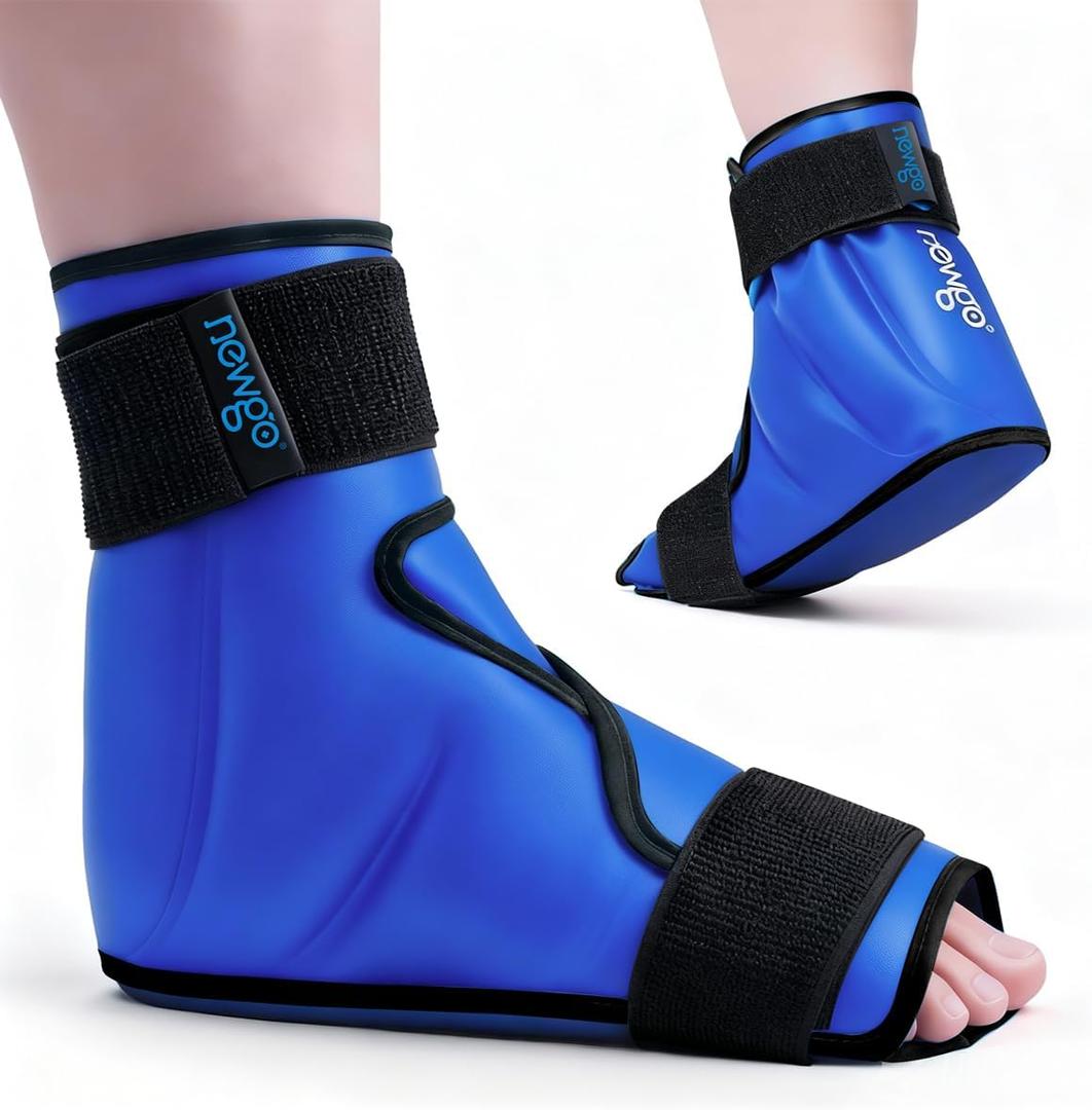 NEWGO Ice Pack Foot Ankle Ice Pack Wrap for Plantar Fasciitis, Foot Surgery Recovery, Hot Cold Therapy Ice Boot Foot for Bunions, Ankle Injury, Swelling, Burning Feet - Blue