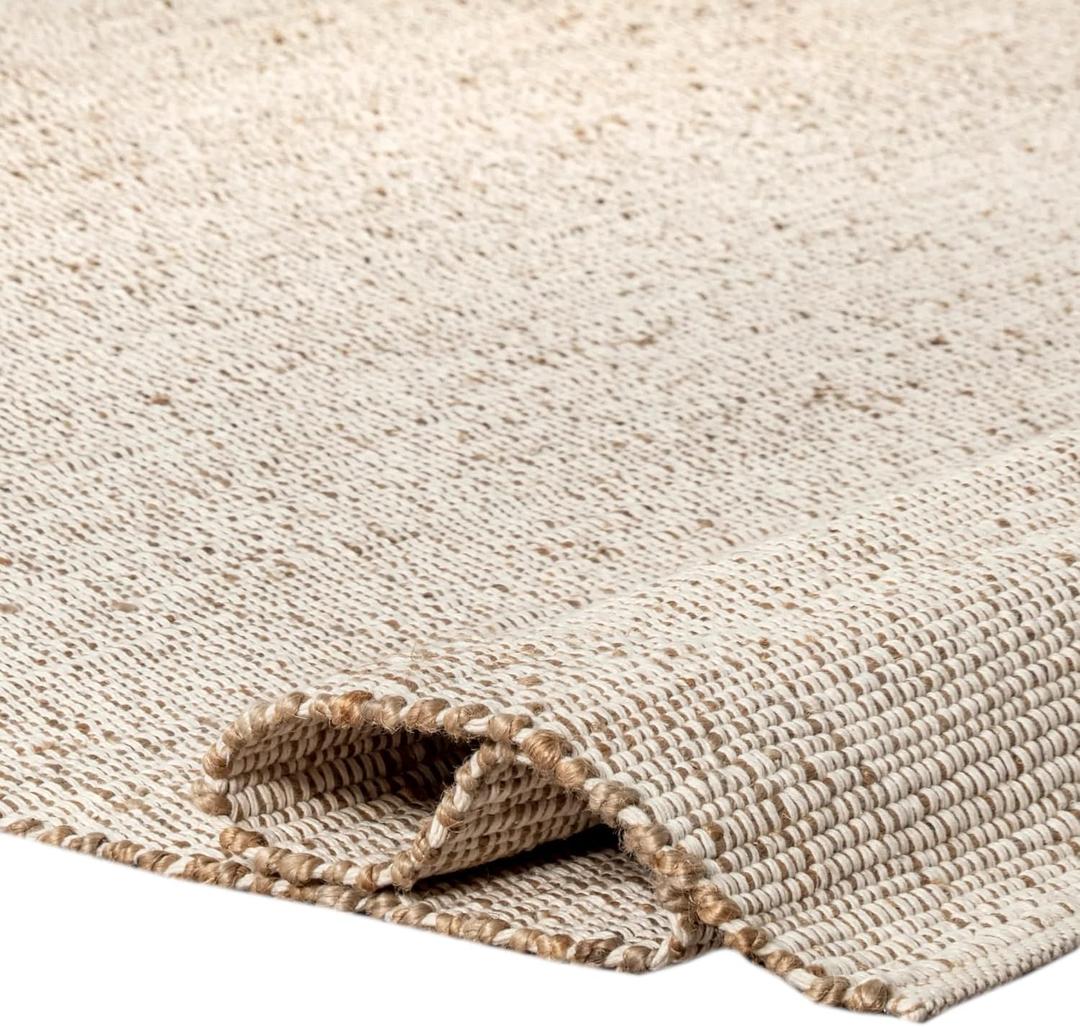 S & L Homes Jute Cotton Hand Woven Natural Farmhouse Area Rug for Living Room - Rustic Vintage Bohemian Dcor - (8' x 10' Natural) (10ft x 8ft (Rectangular))