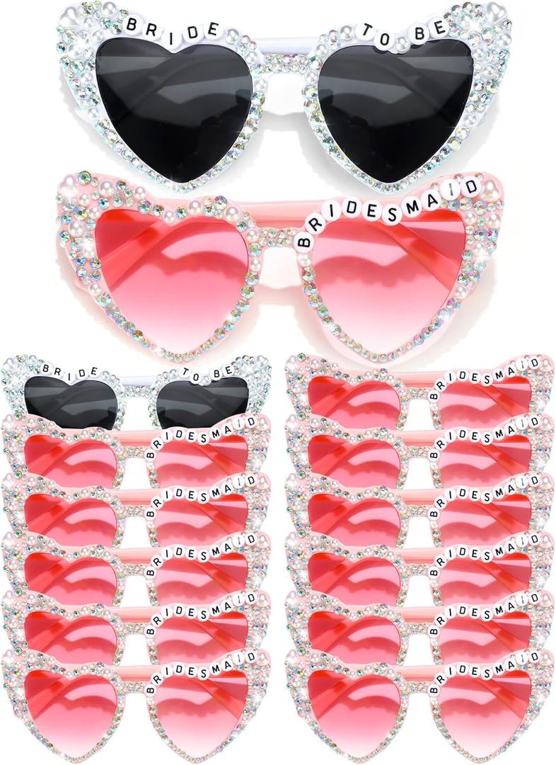Mootycapa 12 Pcs Bachelorette Party Sunglasses for Bridesmaids Bride Sunglasses for Wedding Party Favors(Bridesmaid)