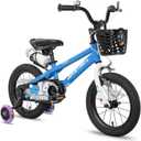 JOYSTAR Pluto 14 Inch Kids Bike with Light Up Training Wheels, Kids' Bicycle for Boys Girls Age 3-5 Years, Children Bikes, Blue