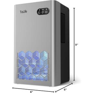 ToLife Dehumidifiers for Home 95 OZ Water Tank, 1000 sq.ft Dehumidifier for Basement Bedroom Bathroom with Auto Shut Off 7 Colors LED Light, Silver