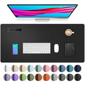 Aothia Leather Desk Pad Protector, Mouse Pad, Office Desk Mat, Non-Slip PU Leather Desk Blotter, Laptop Desk Pad, Waterproof Desk Writing Pad for Office and Home (Black,23.6" x 13.7")
