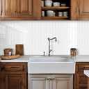 Plain White Peel and Stick Backsplash Tile Rectangle Subway Self Adhesive Wall Tiles for Kitchen (10-Sheet,12"x12")