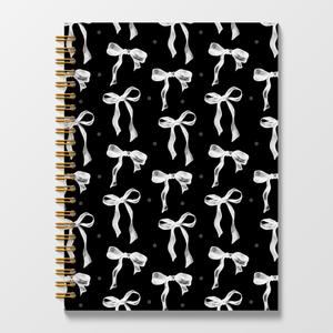 Poecinvi White Coquette Bow Spiral Journal Notebook 5.5x8.3, Preppy Spiral Notebooks, White Bow Journal Gifts for Women