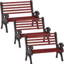 3 Pcs Christmas Village Bench Miniature Bench Mini Christmas Villages Accessories Dollhouse Collectible Figurines Xmas City Plastic Park Accessory for DIY Decor(Red)