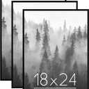 Americanflat 18x24 Poster Frame with Polished Front Cover - Set of 3 - Slide-In Photo Frame with Buildable Molding - Fusion Collection - Picture Frames for Wall Display - Black