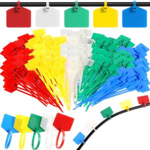 Chunful 200 Pcs Plastic Tags Waterproof Shipping Tags for Labeling Self Locking Nylon Labels Writable Marker Multicolor Cable Zip Tie Labels for Keys Luggage Logistic Inventory(Modern)