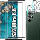 XDesign [2+2 Pack Galaxy S23 Ultra Screen Protector, 9H Tempered Glass Scratch Resistant, Ultrasonic Fingerprint Support, For Samsung Galaxy S23 Ultra 5G 6.8 Inch Glass Screen Protector