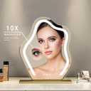 Cloud-Shaped Makeup Mirror with Lights,NO Assembly Required,Painted Gold/Black, 3 Color Modes, Touch Controls, 360 Rotation, 10X Magnifier (Painted Gold)