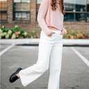 GRAPENT Pull On Womens Jeans Baggy Stretchy High Waisted Denim Wide Leg Trouser Pants Trendy Front Seam 90s Loose Jean (White, S)